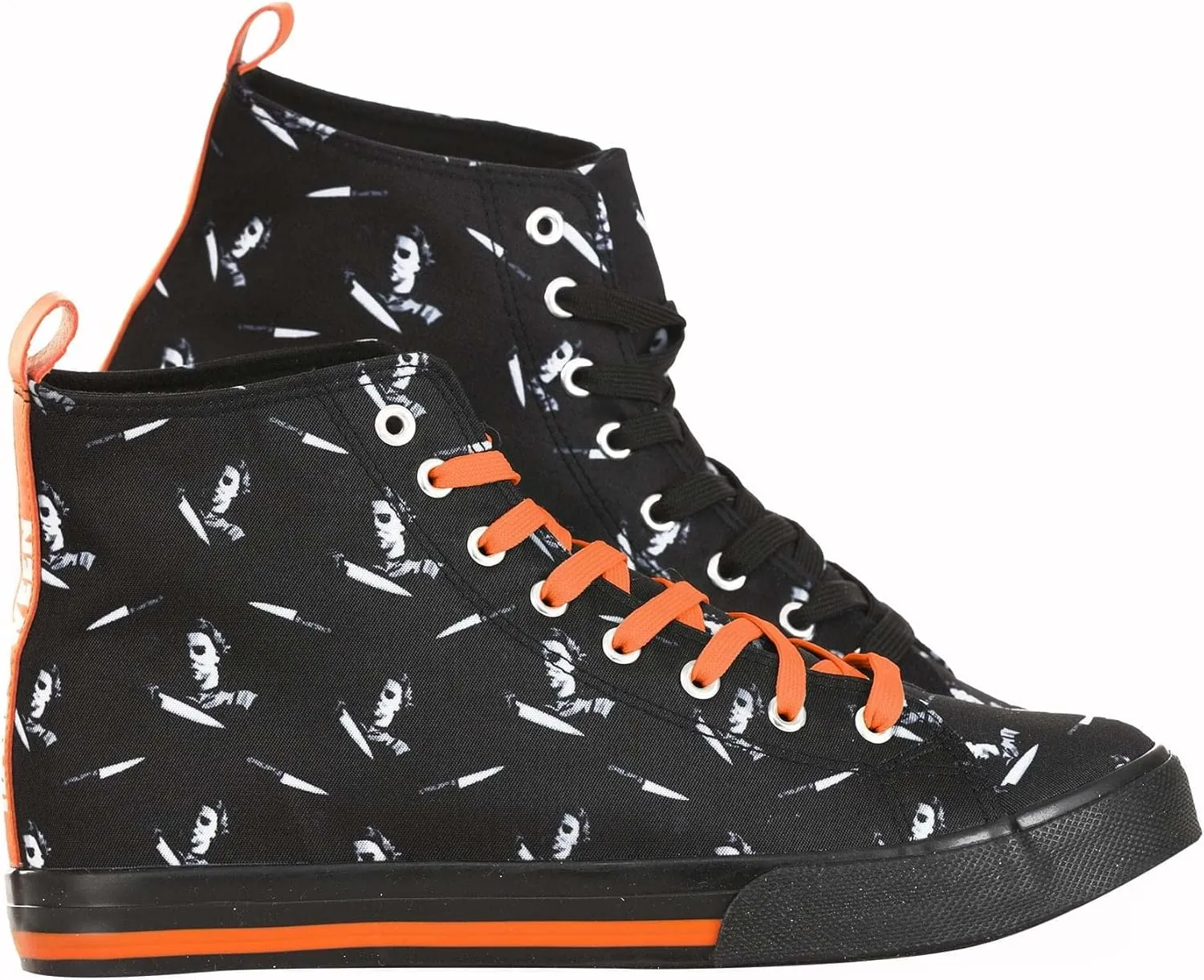Halloween Adult Michael Myers High Top Shoes | Michael Myers Horror Movie Lace Up Sneakers With All Over Print
