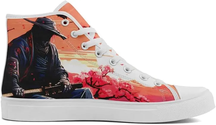 Halloween High Top Canvas Shoes for Men & Women – Skull, Vampire, Witch, Werewolf Design – Casual Gothic Sneakers for Costume, Party, or Daily Wear