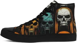 Halloween High Top Canvas Shoes for Men & Women – Skull, Vampire, Witch, Werewolf Design – Casual Gothic Sneakers for Costume, Party, or Daily Wear