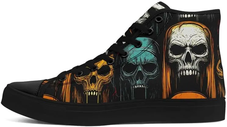 Halloween High Top Canvas Shoes for Men & Women – Skull, Vampire, Witch, Werewolf Design – Casual Gothic Sneakers for Costume, Party, or Daily Wear