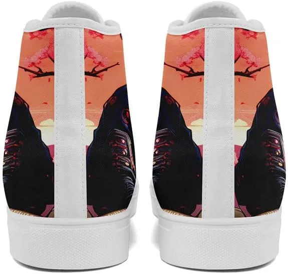 Halloween High Top Canvas Shoes for Men & Women – Skull, Vampire, Witch, Werewolf Design – Casual Gothic Sneakers for Costume, Party, or Daily Wear