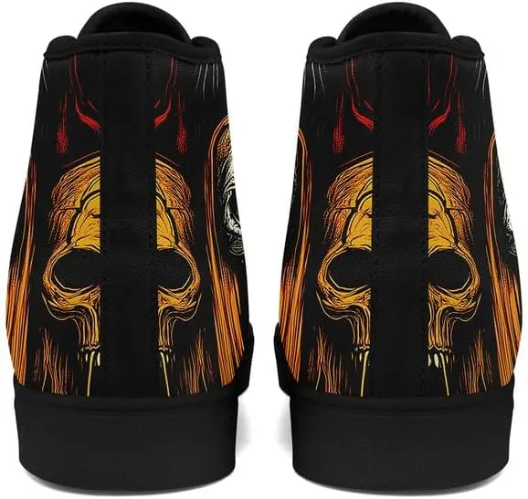 Halloween High Top Canvas Shoes for Men & Women – Skull, Vampire, Witch, Werewolf Design – Casual Gothic Sneakers for Costume, Party, or Daily Wear