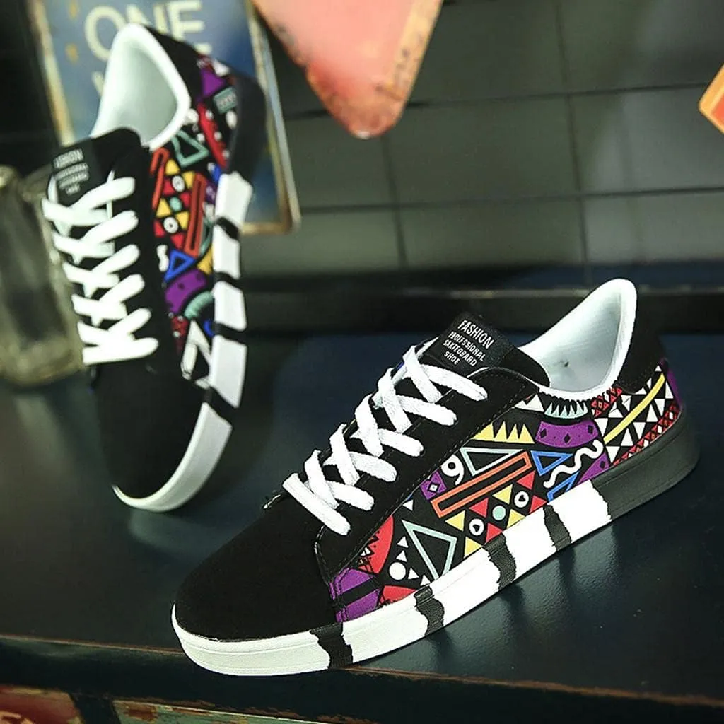 Hbeylia Fashion Sneakers For Women Men Couples Casual Hip Hop Hipster Graffiti Lace Up Low Top Canvas Shoes Comfortable Play Sneakers Walking Driving Sport Running Skateboard Shoes For Boys Girls