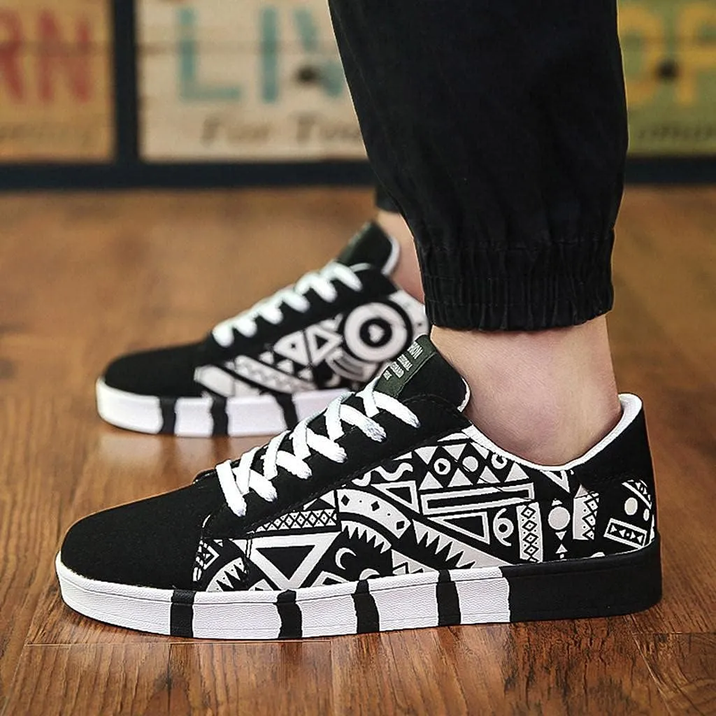 Hbeylia Fashion Sneakers For Women Men Couples Casual Hip Hop Hipster Graffiti Lace Up Low Top Canvas Shoes Comfortable Play Sneakers Walking Driving Sport Running Skateboard Shoes For Boys Girls