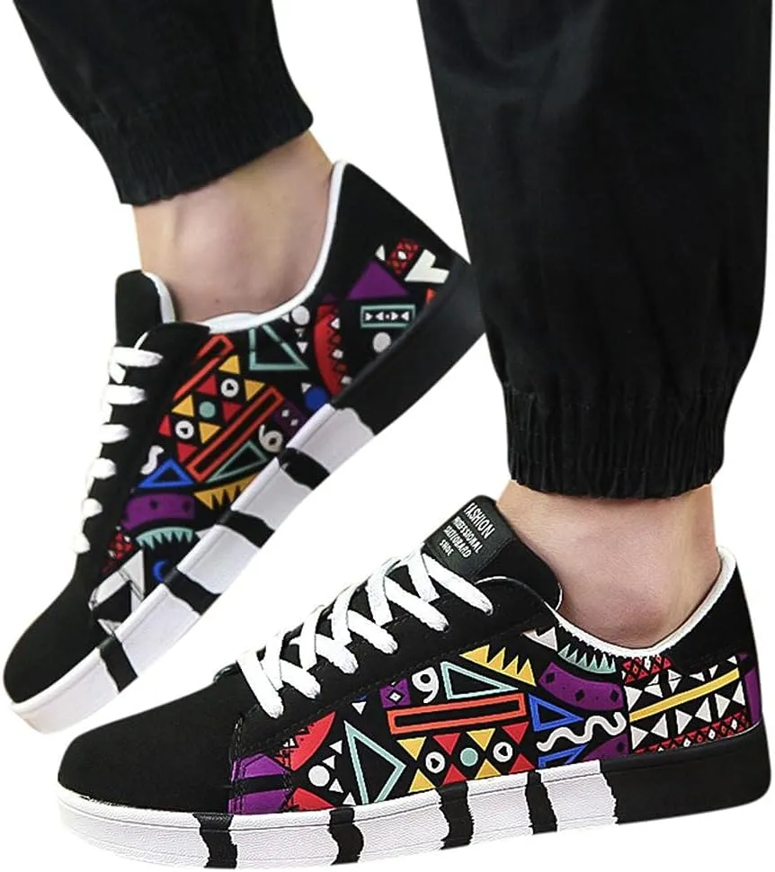 Hbeylia Fashion Sneakers For Women Men Couples Casual Hip Hop Hipster Graffiti Lace Up Low Top Canvas Shoes Comfortable Play Sneakers Walking Driving Sport Running Skateboard Shoes For Boys Girls