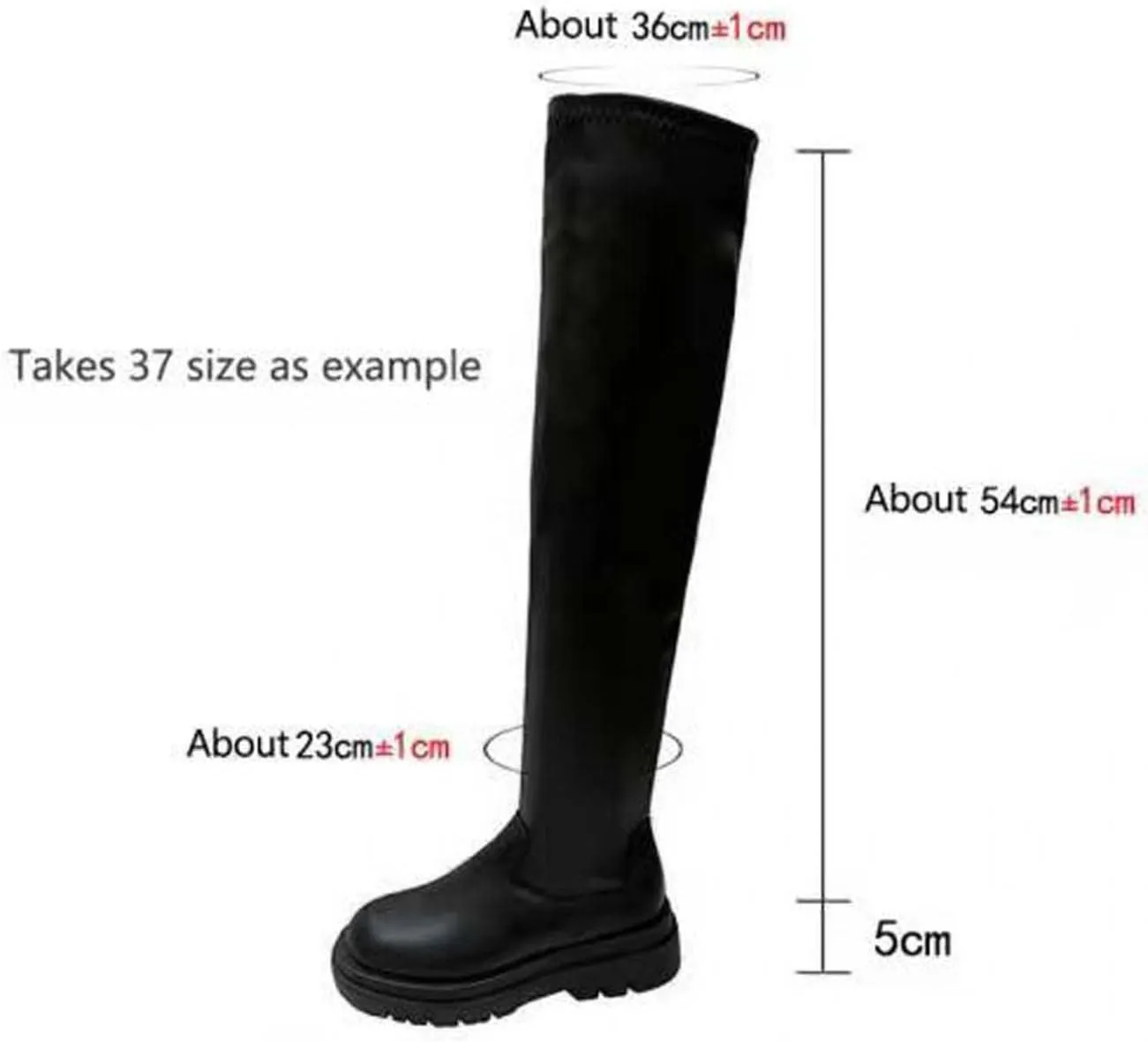 Hbeylia Platform Thigh High Boots For Women Fashion Casual Punk Goth Leather Round Toe Chunky Bottom Mid Heels Slip On Over The Knee Length Long Boots Thick Sole Non Skid Winter Fall Dress Tall Boots