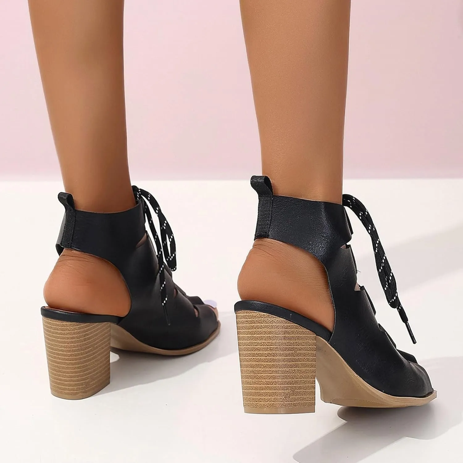 Heels For Women Block Chunky High Heels Rope Open Toe Fashion Comfortable Ladies High Heel Sandals Cool