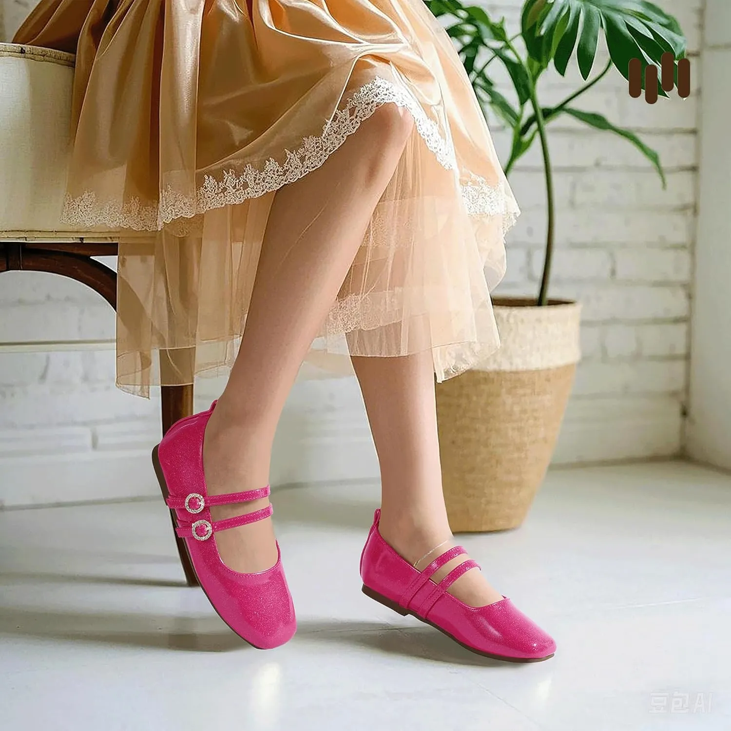 Hehainom Girls Dress Shoes Rhinestone Square Toe Toddler Flower Girl Ballet Flats Little Big Kids Mary Jane School Party Wedding Shoes