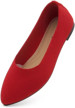 Herstyle Women’s Flats 2025 – Pointed Toe Knit Ballet Flat Shoes with Memory Foam, Slip-On Dressy Flats for Work, Office & Party, Comfy Business Casual Shoes for Travel