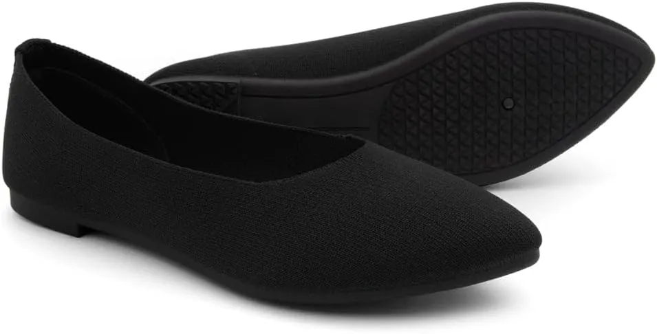 Herstyle Women’s Flats 2025 – Pointed Toe Knit Ballet Flat Shoes with Memory Foam, Slip-On Dressy Flats for Work, Office & Party, Comfy Business Casual Shoes for Travel