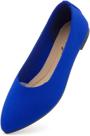 Herstyle Women’s Flats 2025 – Pointed Toe Knit Ballet Flat Shoes with Memory Foam, Slip-On Dressy Flats for Work, Office & Party, Comfy Business Casual Shoes for Travel