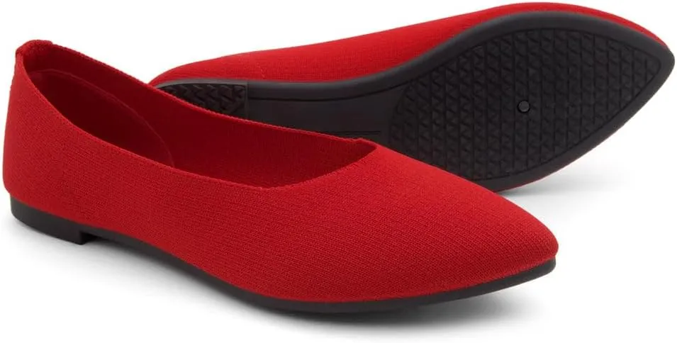 Herstyle Women’s Flats 2025 – Pointed Toe Knit Ballet Flat Shoes with Memory Foam, Slip-On Dressy Flats for Work, Office & Party, Comfy Business Casual Shoes for Travel