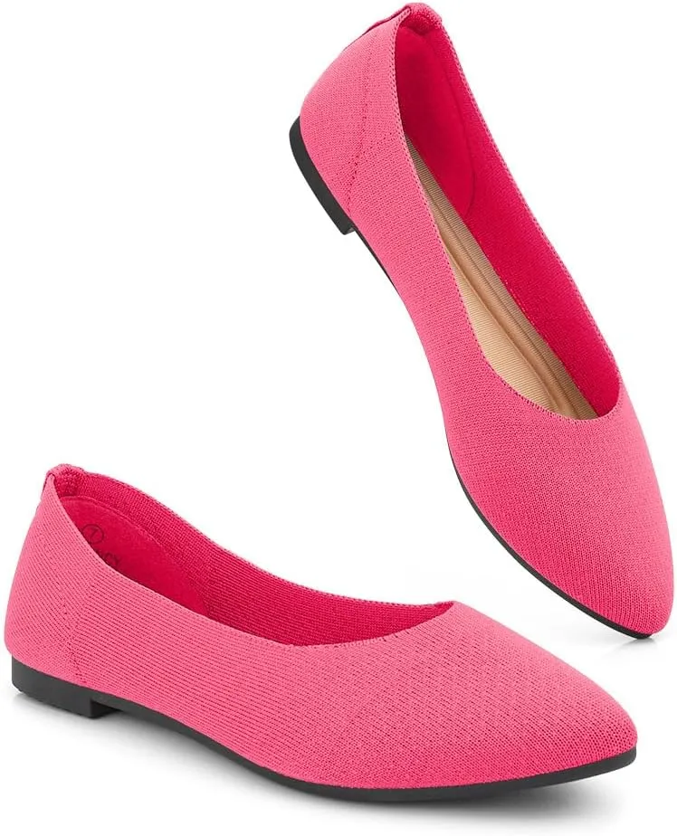 Herstyle Women’s Flats 2025 – Pointed Toe Knit Ballet Flat Shoes with Memory Foam, Slip-On Dressy Flats for Work, Office & Party, Comfy Business Casual Shoes for Travel