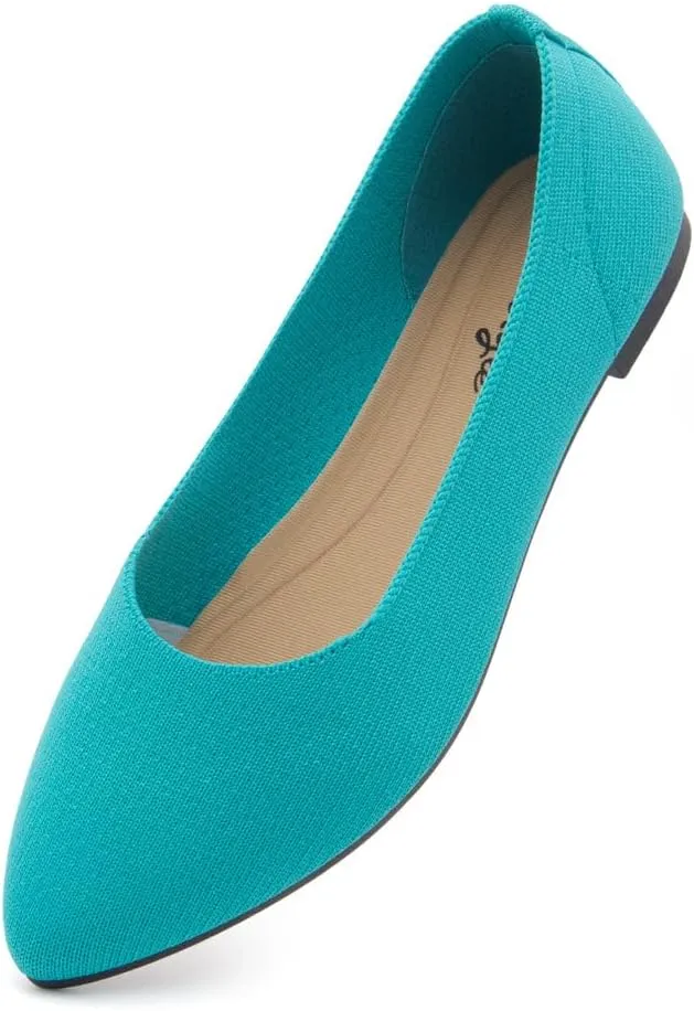 Herstyle Women’s Flats 2025 – Pointed Toe Knit Ballet Flat Shoes with Memory Foam, Slip-On Dressy Flats for Work, Office & Party, Comfy Business Casual Shoes for Travel