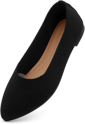 Herstyle Women’s Flats 2025 – Pointed Toe Knit Ballet Flat Shoes with Memory Foam, Slip-On Dressy Flats for Work, Office & Party, Comfy Business Casual Shoes for Travel