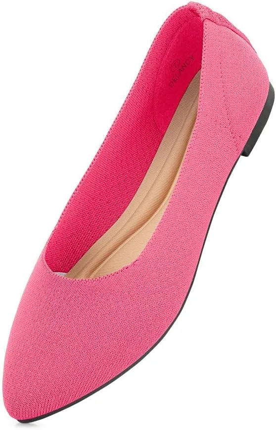 Herstyle Women’s Flats 2025 – Pointed Toe Knit Ballet Flat Shoes with Memory Foam, Slip-On Dressy Flats for Work, Office & Party, Comfy Business Casual Shoes for Travel