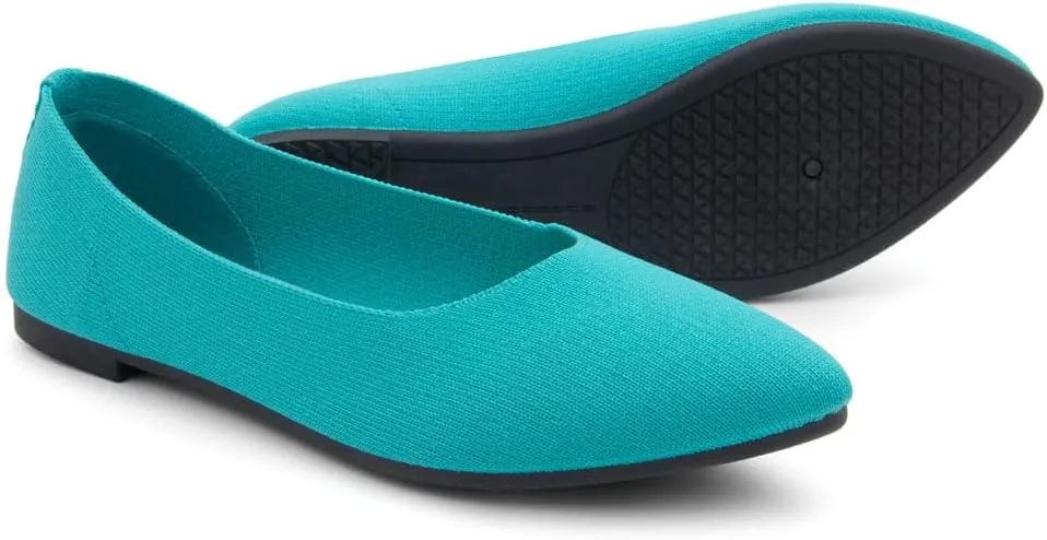 Herstyle Women’s Flats 2025 – Pointed Toe Knit Ballet Flat Shoes with Memory Foam, Slip-On Dressy Flats for Work, Office & Party, Comfy Business Casual Shoes for Travel