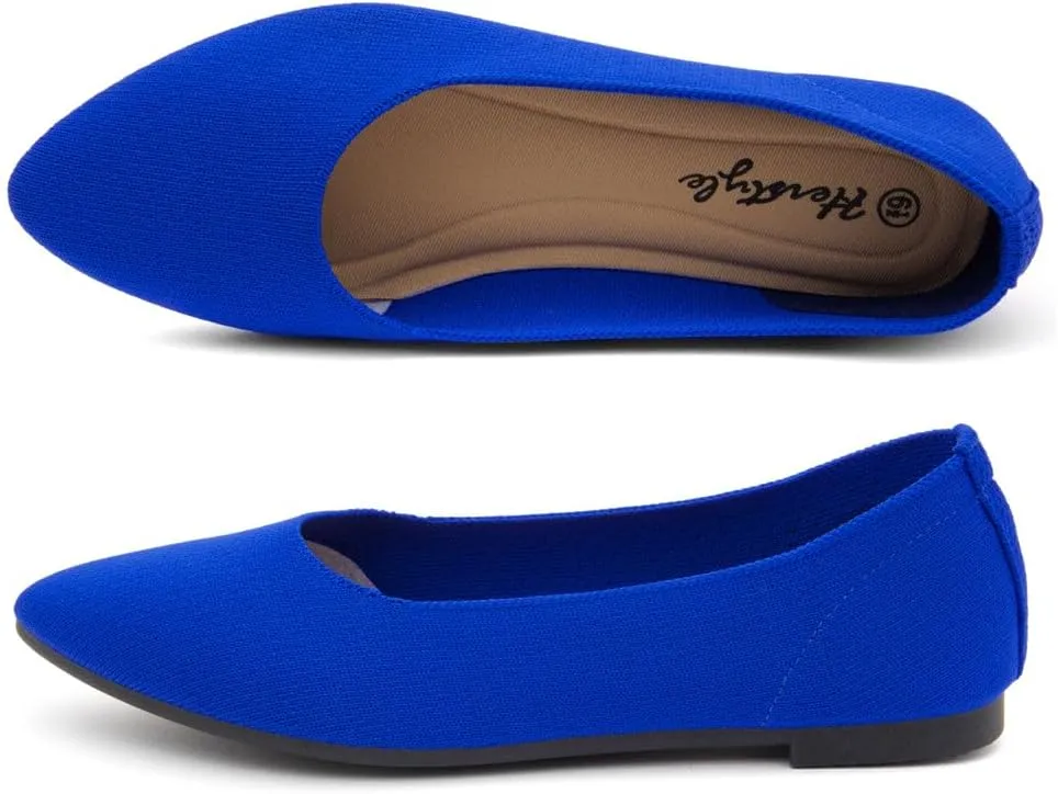 Herstyle Women’s Flats 2025 – Pointed Toe Knit Ballet Flat Shoes with Memory Foam, Slip-On Dressy Flats for Work, Office & Party, Comfy Business Casual Shoes for Travel