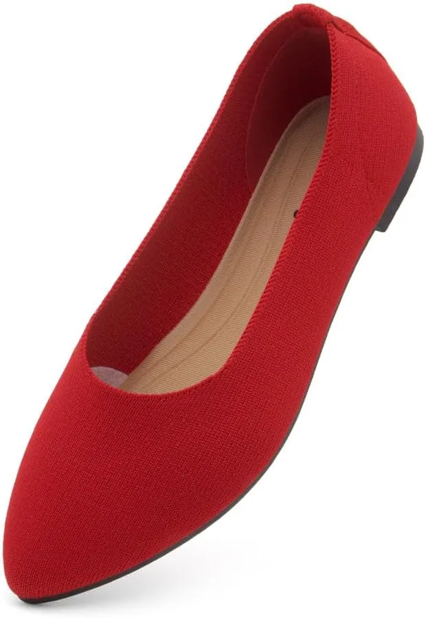 Herstyle Women’s Flats 2025 – Pointed Toe Knit Ballet Flat Shoes with Memory Foam, Slip-On Dressy Flats for Work, Office & Party, Comfy Business Casual Shoes for Travel