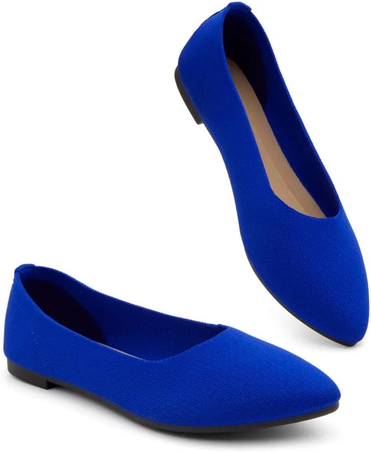 Herstyle Women’s Flats 2025 – Pointed Toe Knit Ballet Flat Shoes with Memory Foam, Slip-On Dressy Flats for Work, Office & Party, Comfy Business Casual Shoes for Travel