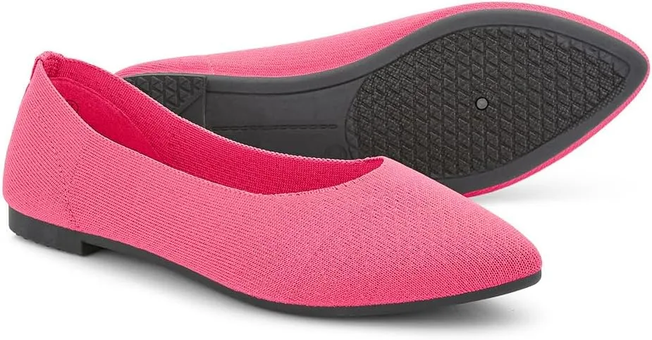 Herstyle Women’s Flats 2025 – Pointed Toe Knit Ballet Flat Shoes with Memory Foam, Slip-On Dressy Flats for Work, Office & Party, Comfy Business Casual Shoes for Travel