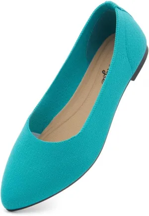 Herstyle Women’s Flats 2025 – Pointed Toe Knit Ballet Flat Shoes with Memory Foam, Slip-On Dressy Flats for Work, Office & Party, Comfy Business Casual Shoes for Travel