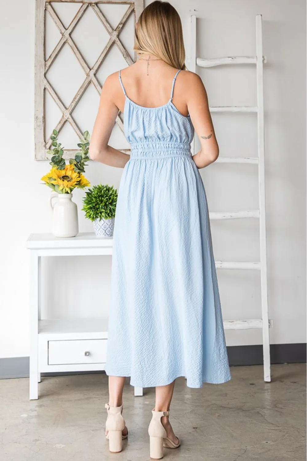 HEYSON French Riviera Textured Woven Sleeveless Dress