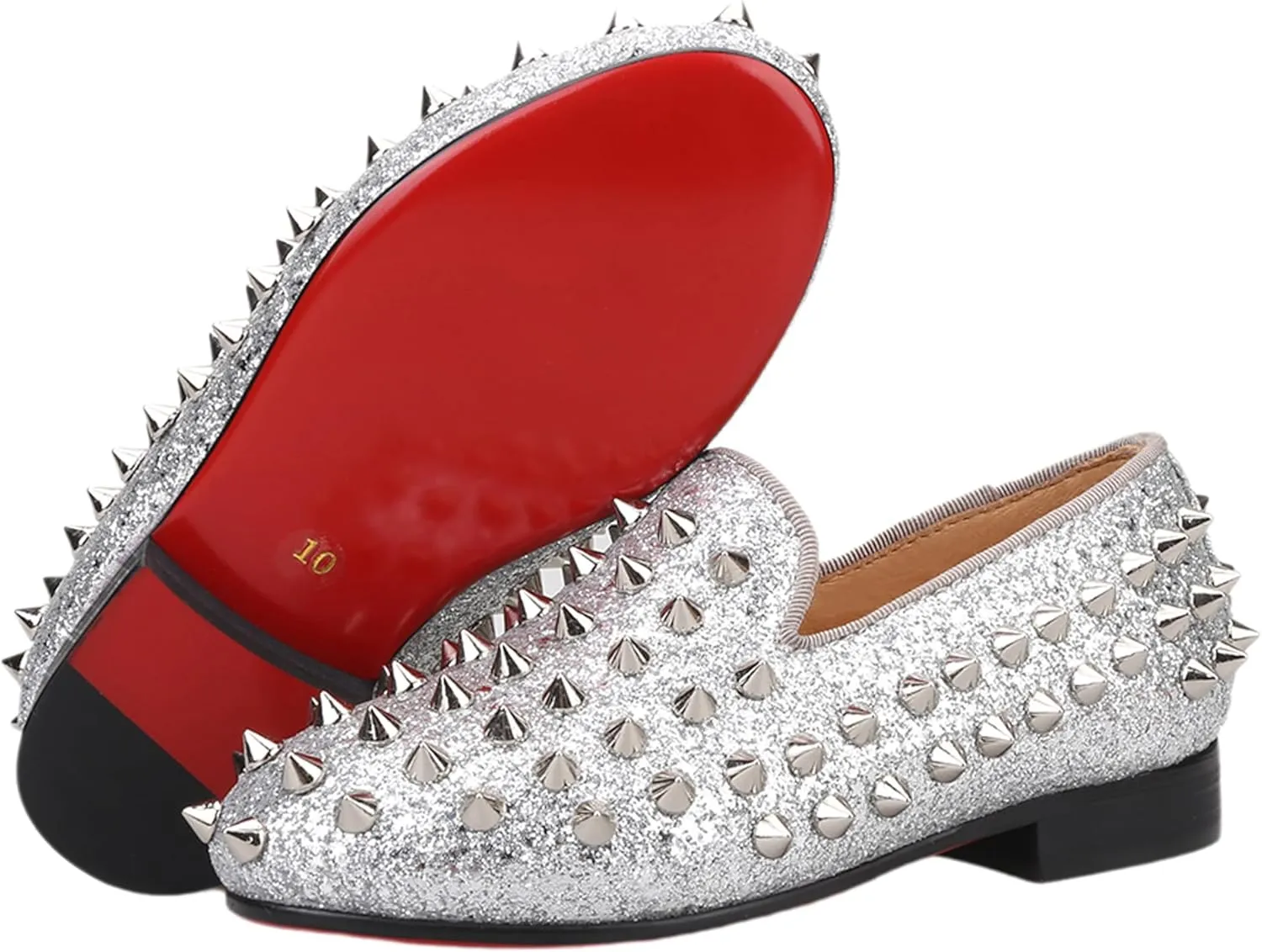 HI&HANN Toddler Boys Girls Spikes Dress Shoes Little Kid Leather Shoes Wedding Dress Shoes Slip On Loafer Flats Shoes Matching Outfits