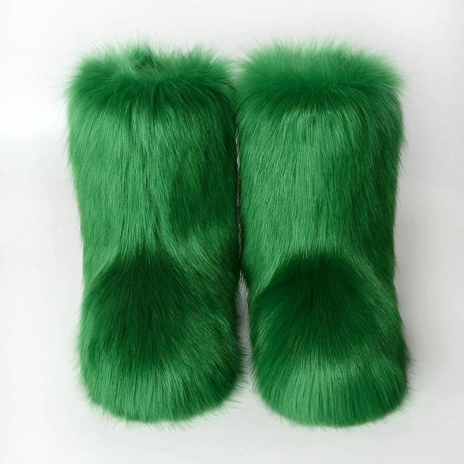 HINDOLA Womens Faux Fur Boots Winter Comfy Plush Warm Snow Boots Fuzzy Fluffy Furry Round Toe Suede Boots Comfortable Winter Ankle Booties Anti Slip Outdoor Indoor Flat Shoes