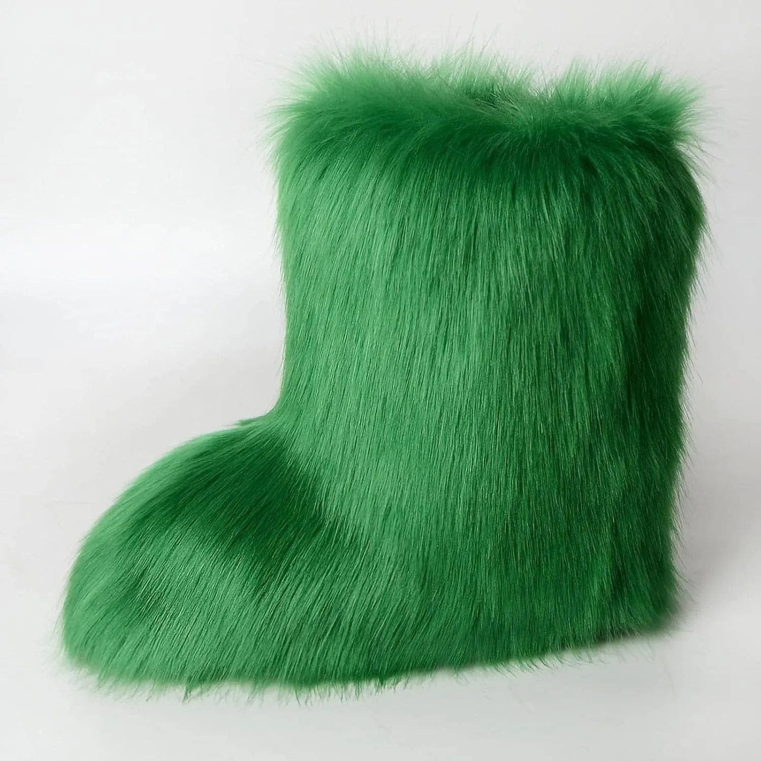 HINDOLA Womens Faux Fur Boots Winter Comfy Plush Warm Snow Boots Fuzzy Fluffy Furry Round Toe Suede Boots Comfortable Winter Ankle Booties Anti Slip Outdoor Indoor Flat Shoes