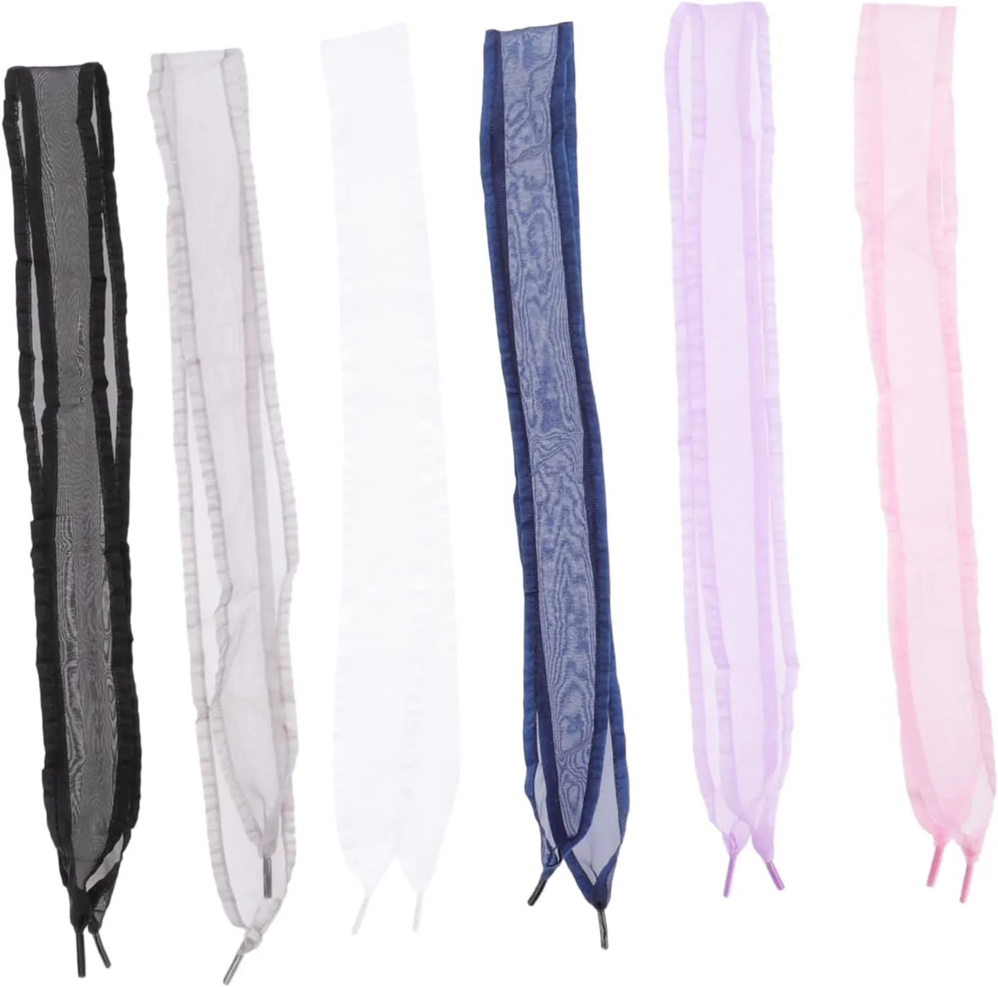 Homoyoyo 6 Pairs Wide Ribbon Shoe Laces for Women Stylish Flat Shoelaces Light for Sneakers Everyday Use