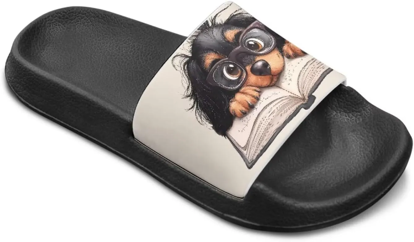Howilath Dog Print Slides for Boys Beach Summer Kids Sandals Open Toe Non-Slip Children Slippers Indoor Outdoor Shoes