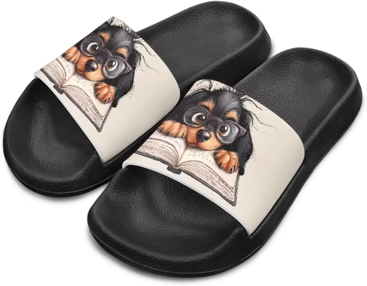 Howilath Dog Print Slides for Boys Beach Summer Kids Sandals Open Toe Non-Slip Children Slippers Indoor Outdoor Shoes
