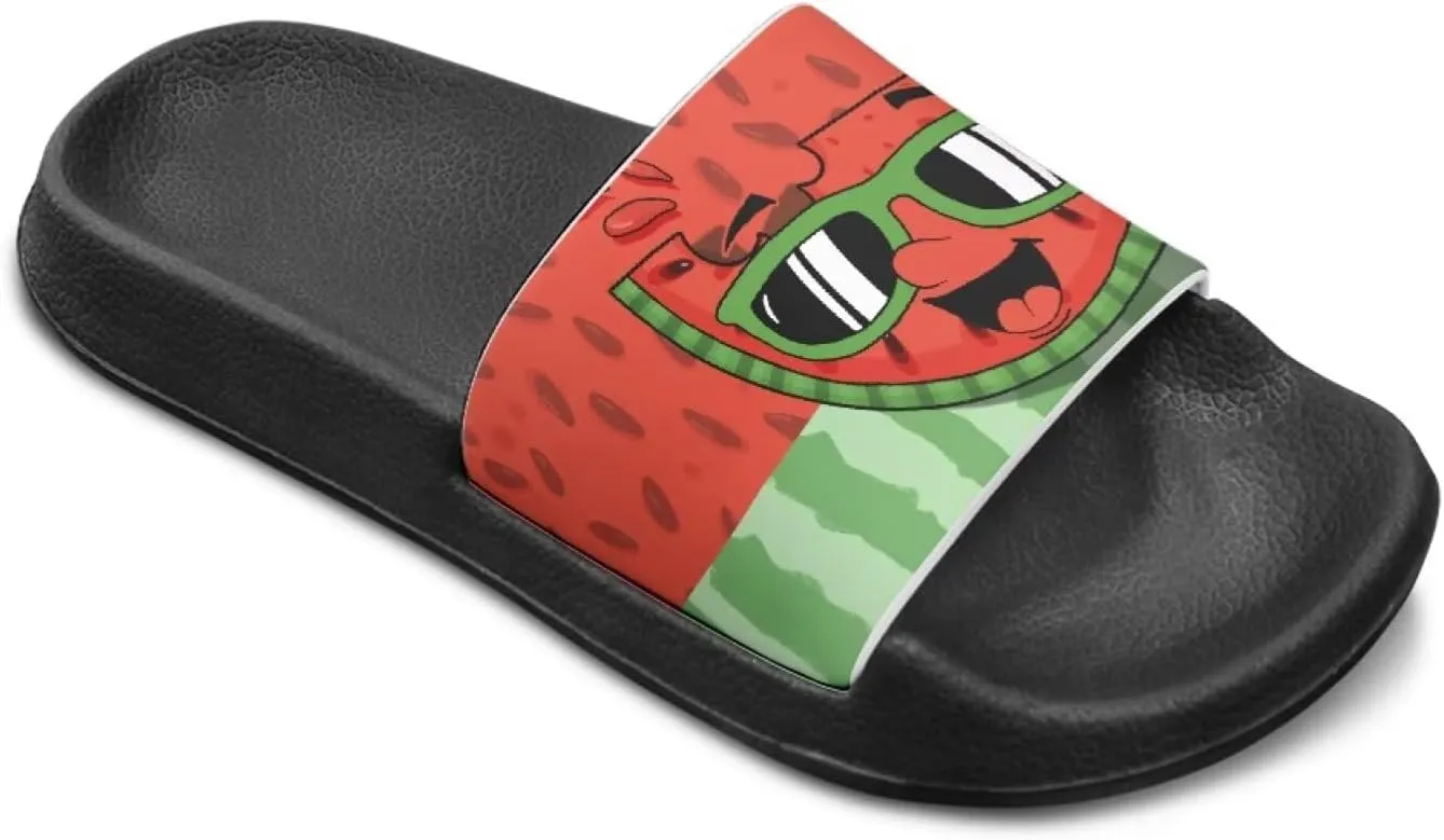 Howilath Fruit Print Slides for Girls Casual Summer Sandals Non-Slip Open Toe Pillow Slippers for Daily Walking Traveling