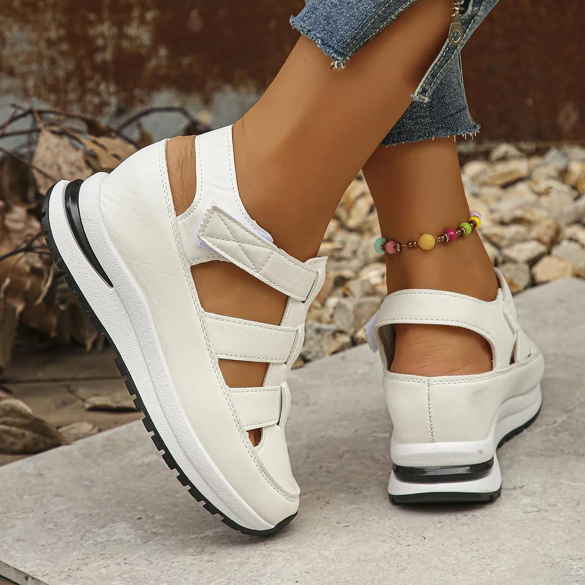HUIQINGLI Women's Hollow Out Breathable Platform Wedge Sandals Sneakers, Clogs For Women Wide Width WedgesandalsHollow
