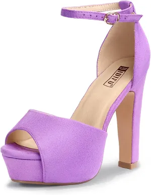 IDIFU Women's Platform Chunky High Heels Dress Sandals Peep Toe Ankle Strap Wedding Party Evening Shoes for Women Bride