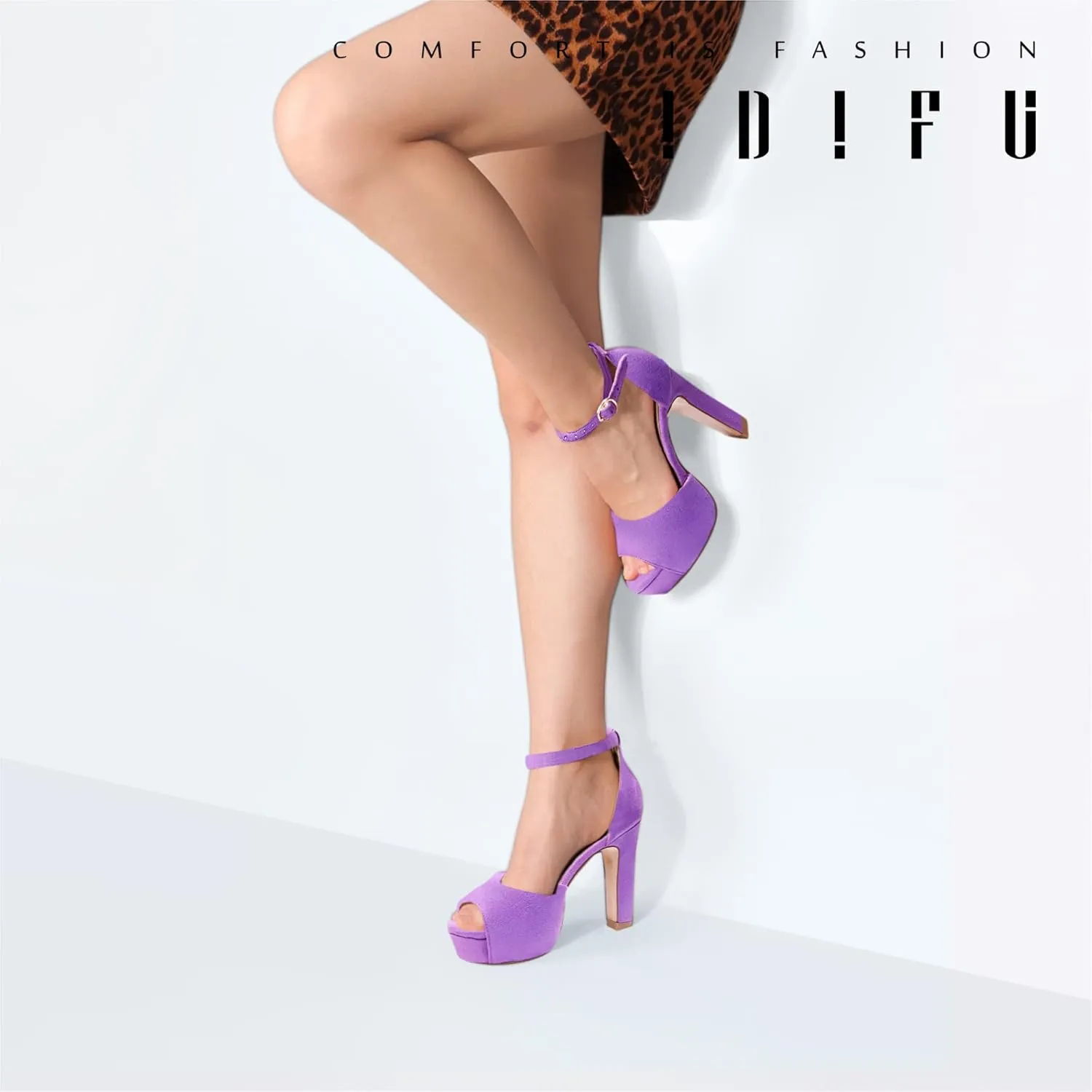 IDIFU Women's Platform Chunky High Heels Dress Sandals Peep Toe Ankle Strap Wedding Party Evening Shoes for Women Bride