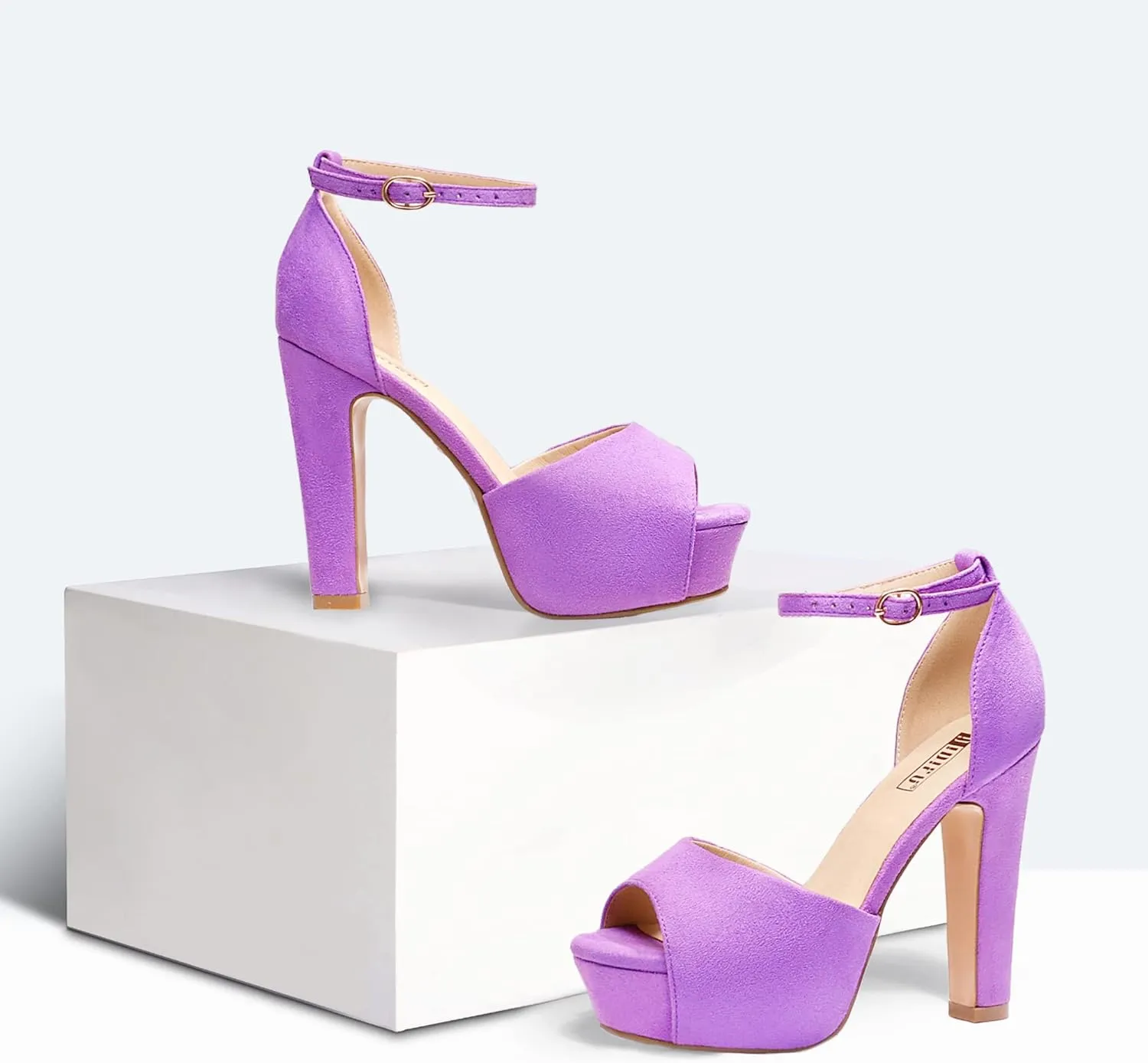IDIFU Women's Platform Chunky High Heels Dress Sandals Peep Toe Ankle Strap Wedding Party Evening Shoes for Women Bride