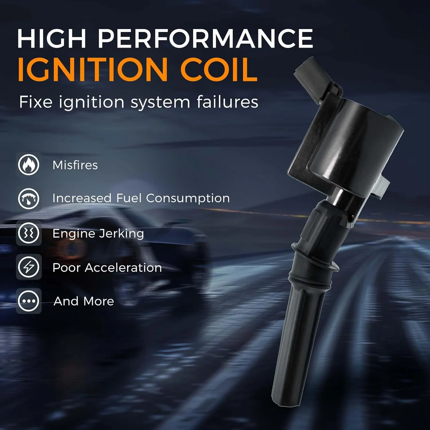 Ignition Coil DG508, High Performance Coil Pack Set of 8 for Ford Expedition F150 F250 F350 Crown Victoria Mustang Lincoln Mercury Explorer 4.6L 5.4L V8, Car Engine Coil Replacement DG457 DG472 DG491