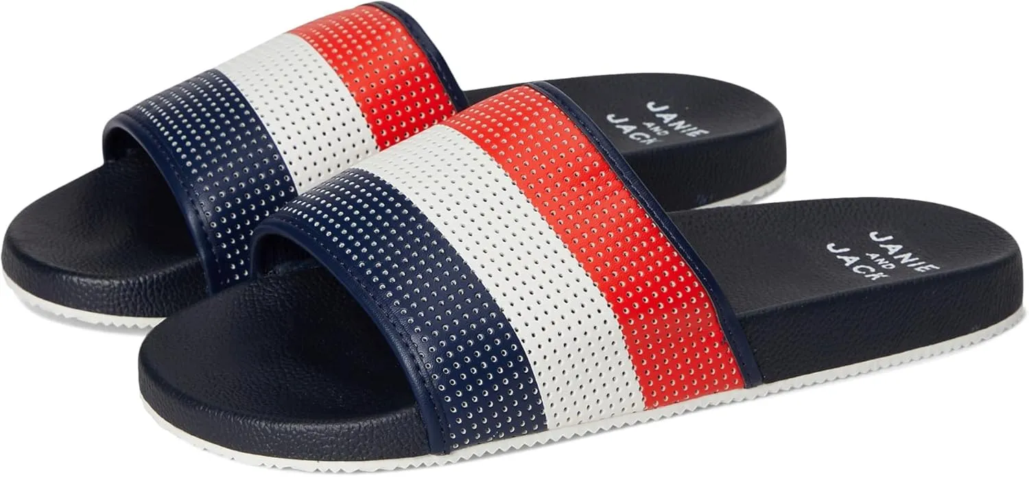 Janie and Jack Boy's Red White Blue Slide (Toddler/Little Big Kids) Sandal