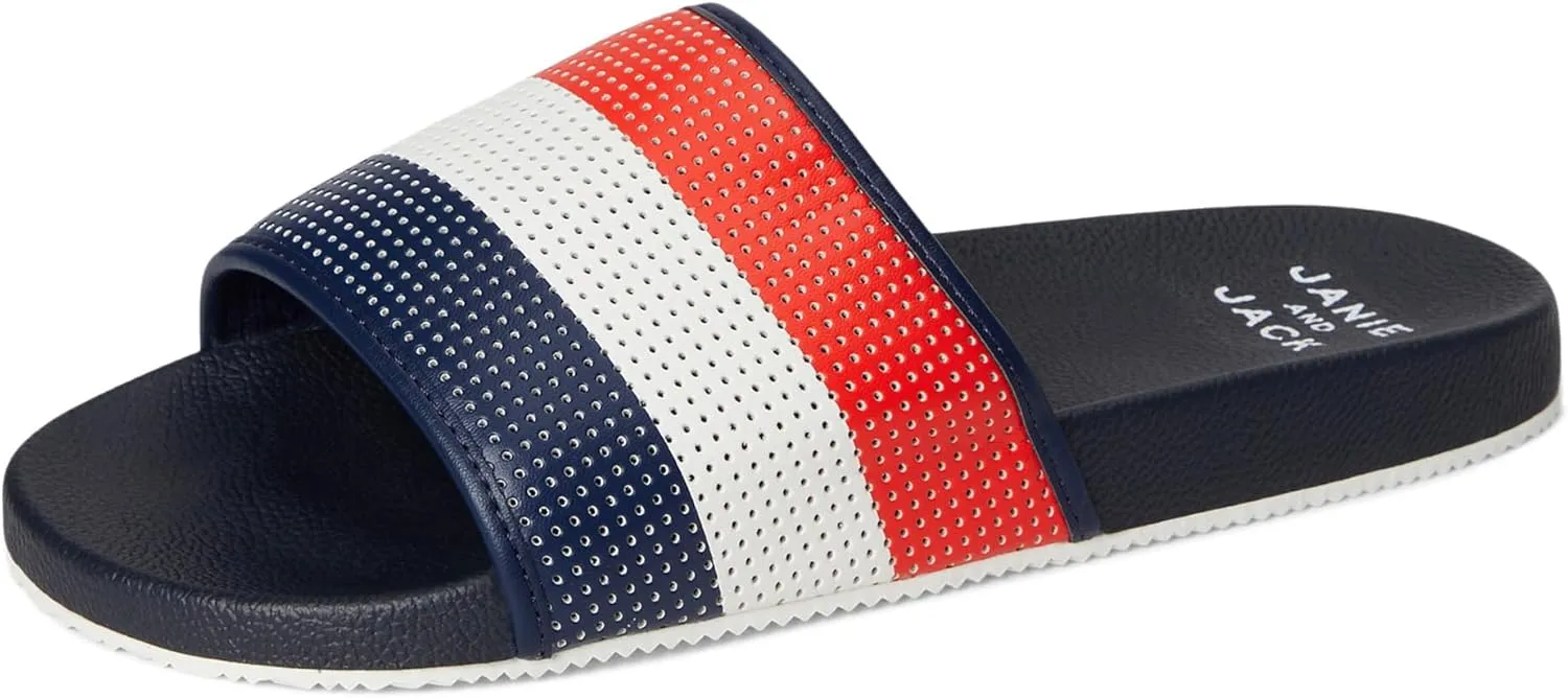 Janie and Jack Boy's Red White Blue Slide (Toddler/Little Big Kids) Sandal