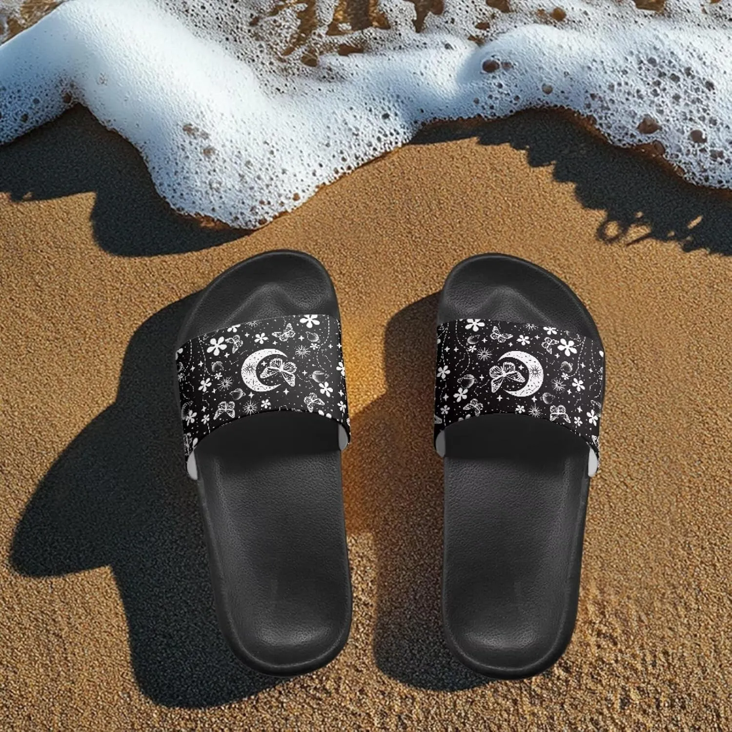 Jeiento Open Toe Slippers for Women Butterfly Slides Sandal Non Slip Rubber Sole Shower Shoes for Bathroom,Beach,Pool