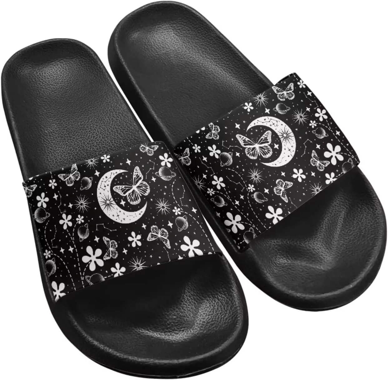 Jeiento Open Toe Slippers for Women Butterfly Slides Sandal Non Slip Rubber Sole Shower Shoes for Bathroom,Beach,Pool