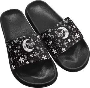 Jeiento Open Toe Slippers for Women Butterfly Slides Sandal Non Slip Rubber Sole Shower Shoes for Bathroom,Beach,Pool