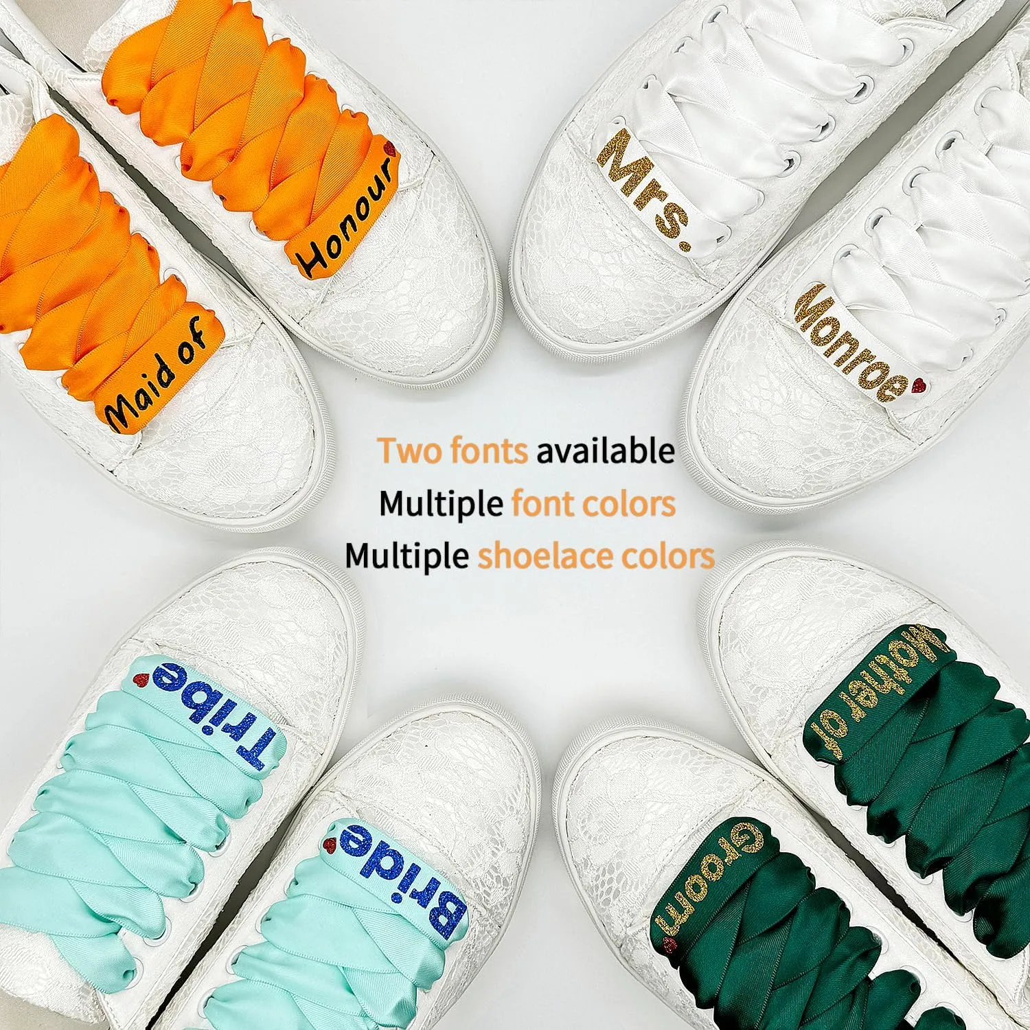 JIAJIA 8834A Wedding Shoes Bridal Sneakers Flats Bride Tennis Shoes Lace Sneakers - Personalized Customization Available