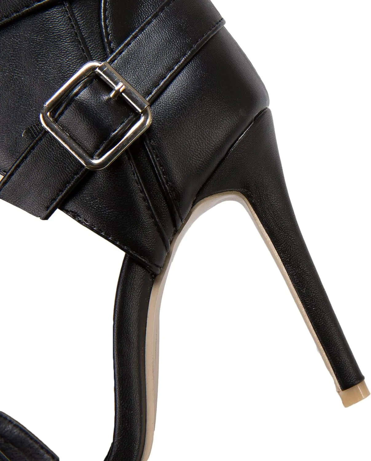 JIEEME Women's fashion peep toe stiletto zip/buckle strap sandals high heel with 10 cm easy walking casual pumps for women big size Z33-12S