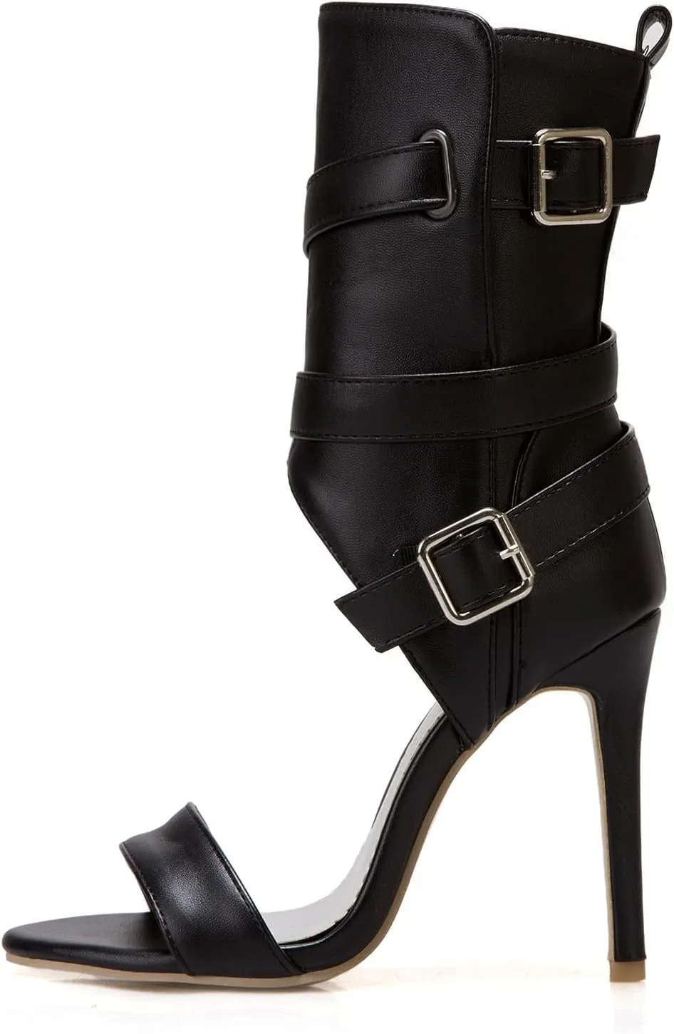 JIEEME Women's fashion peep toe stiletto zip/buckle strap sandals high heel with 10 cm easy walking casual pumps for women big size Z33-12S