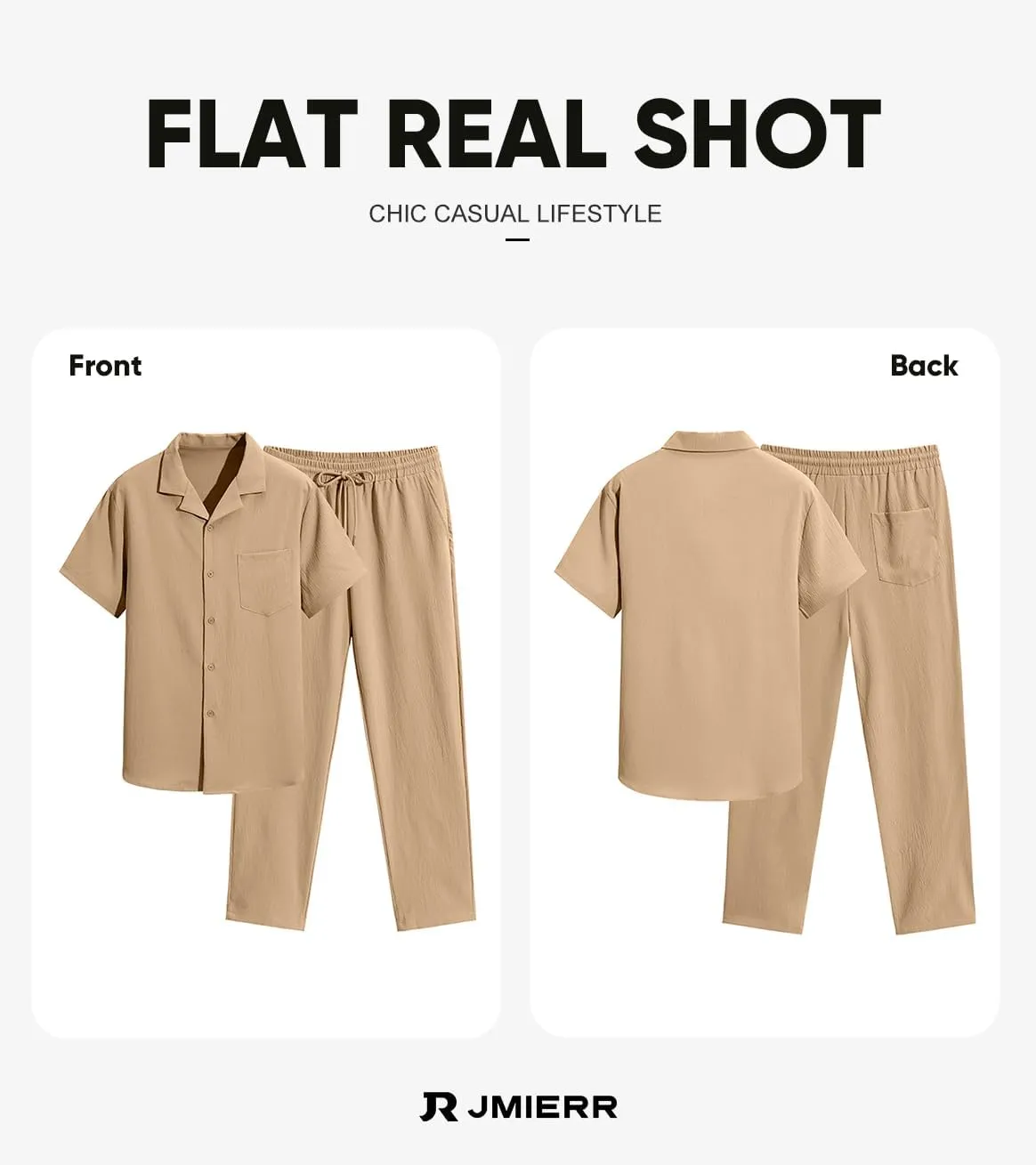 JMIERR Men 2 Piece Beach Vacation Outfit Pants Set Summer Cool Short Sleeve Casual Shirts