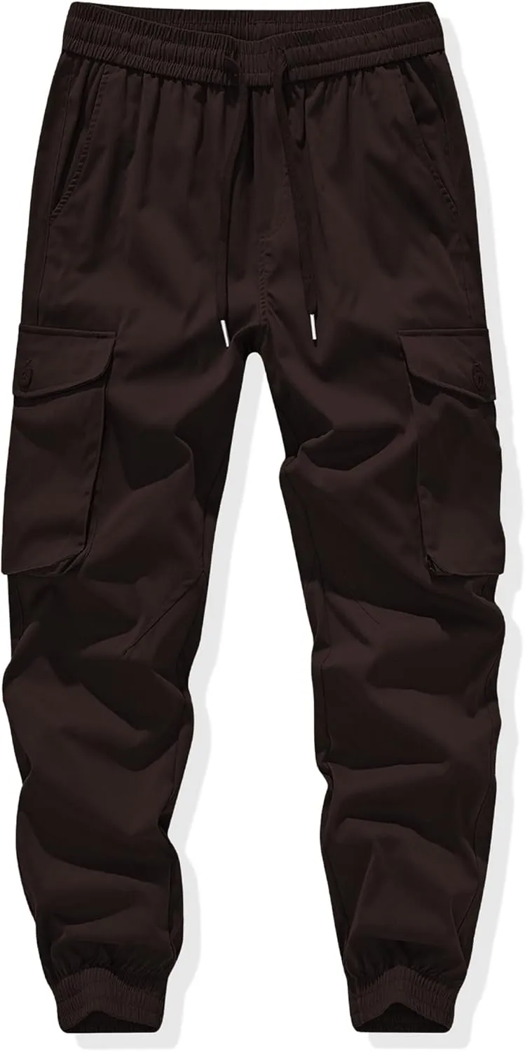 JMIERR Men's Casual Cargo Joggers Pants Stretch Elastic Waist Drawstring Tapered Sweatpants with Pockets