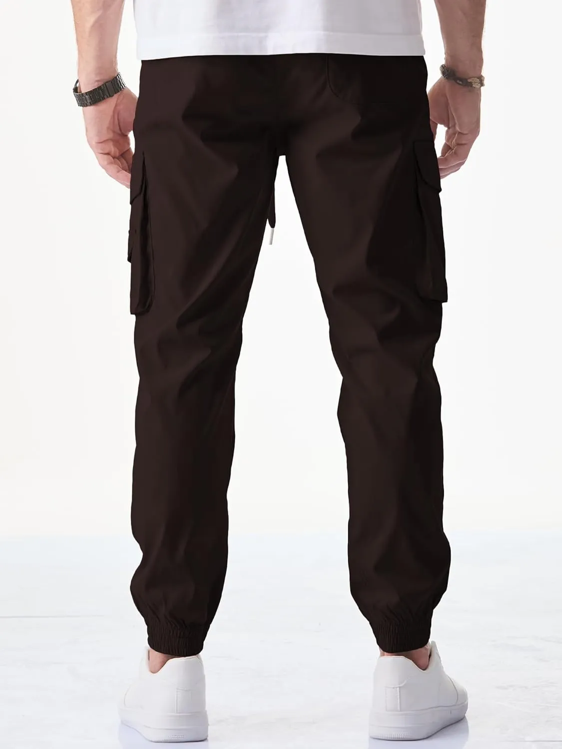 JMIERR Men's Casual Cargo Joggers Pants Stretch Elastic Waist Drawstring Tapered Sweatpants with Pockets